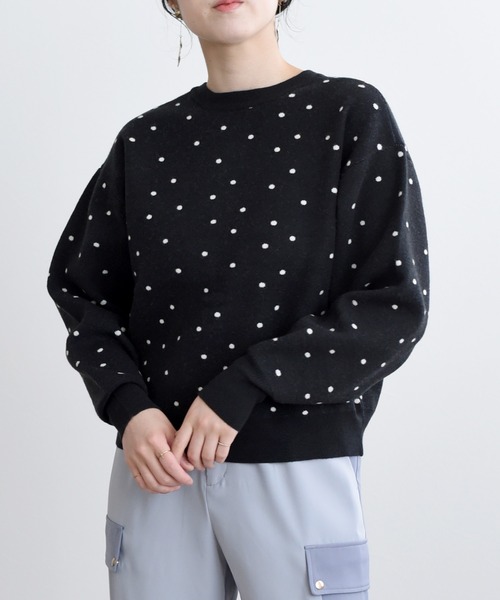 LHELBIE（レルビエ）の「ドットジャガードニットカーディガン（ニット/セーター・レディース・ブラック/ベージュ/グリーン・M）」の4枚目の写真