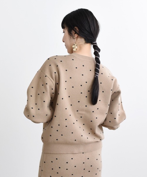 LHELBIE（レルビエ）の「ドットジャガードニットカーディガン（ニット/セーター・レディース・ブラック/ベージュ/グリーン・M）」の5枚目の写真