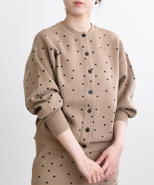 LHELBIE（レルビエ）の「ドットジャガードニットカーディガン（ニット/セーター・レディース・ブラック/ベージュ/グリーン・M）」の10枚目の写真