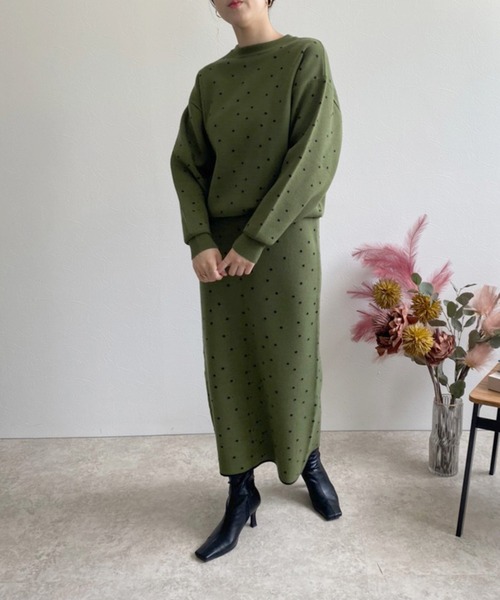 LHELBIE（レルビエ）の「ドットジャガードニットカーディガン（ニット/セーター・レディース・ブラック/ベージュ/グリーン・M）」の12枚目の写真
