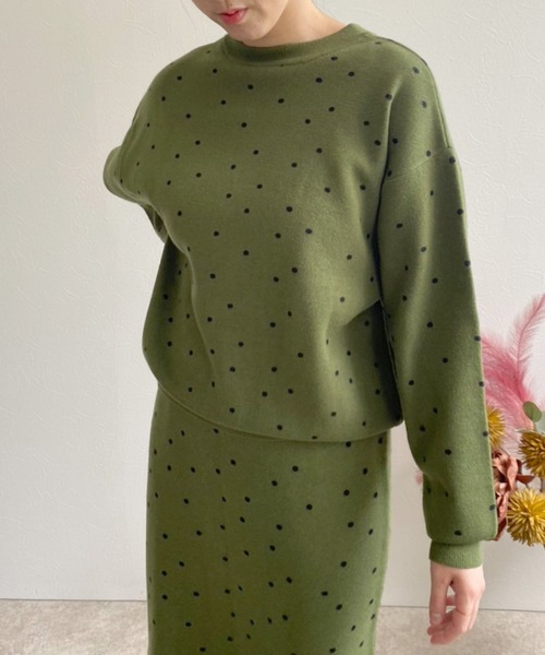 LHELBIE（レルビエ）の「ドットジャガードニットカーディガン（ニット/セーター・レディース・ブラック/ベージュ/グリーン・M）」の22枚目の写真
