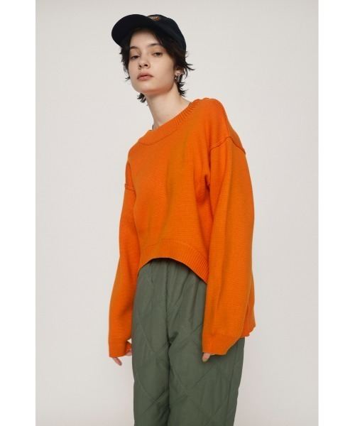 SLY（スライ）の「MILANO RIB 2WAY TOPS ミラノリブ 2ウェイ トップス ニット（ニット/セーター・レディース・オレンジ/アイボリー/ブラック/ブルー・FREE）」の4枚目の写真