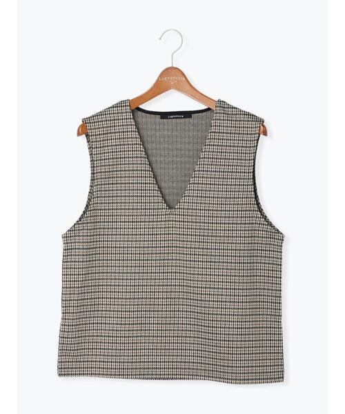 Lugnoncure（ルノンキュール）の「カットジャカードVネックベスト（ニット/セーター・レディース・ベージュ/ブラック/ブラウン・ﾌﾘ-）」の17枚目の写真