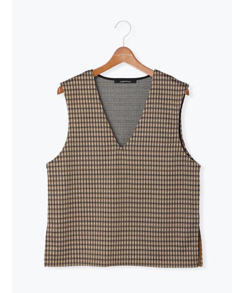 Lugnoncure（ルノンキュール）の「カットジャカードVネックベスト（ニット/セーター・レディース・ベージュ/ブラック/ブラウン・ﾌﾘ-）」の16枚目の写真