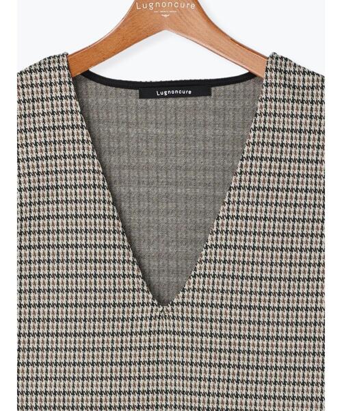 Lugnoncure（ルノンキュール）の「カットジャカードVネックベスト（ニット/セーター・レディース・ベージュ/ブラック/ブラウン・ﾌﾘ-）」の14枚目の写真