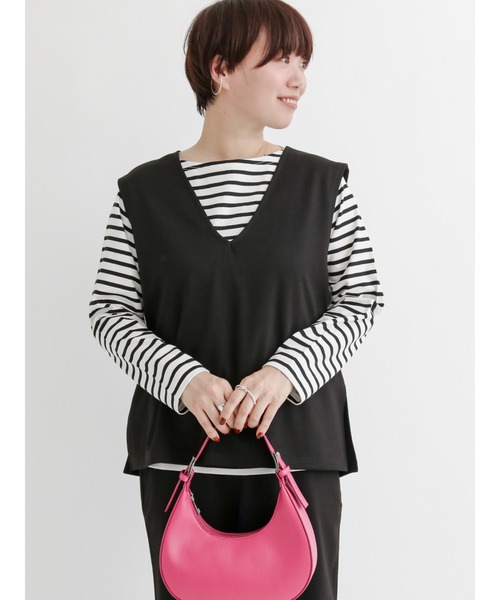 Lugnoncure（ルノンキュール）の「カットジャカードVネックベスト（ニット/セーター・レディース・ベージュ/ブラック/ブラウン・ﾌﾘ-）」の2枚目の写真