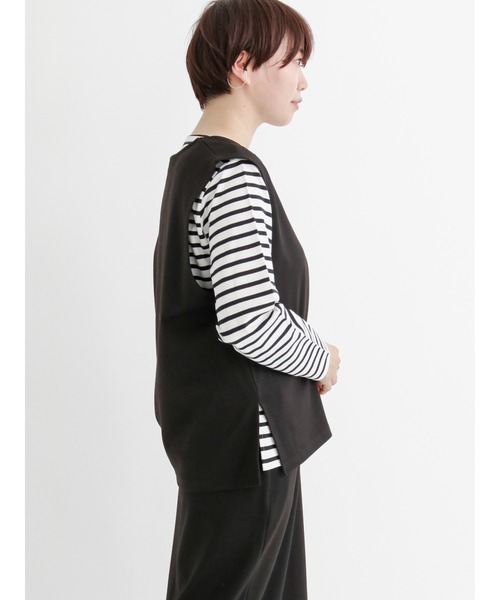 Lugnoncure（ルノンキュール）の「カットジャカードVネックベスト（ニット/セーター・レディース・ベージュ/ブラック/ブラウン・ﾌﾘ-）」の9枚目の写真