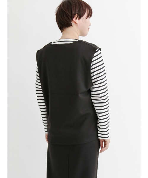 Lugnoncure（ルノンキュール）の「カットジャカードVネックベスト（ニット/セーター・レディース・ベージュ/ブラック/ブラウン・ﾌﾘ-）」の10枚目の写真