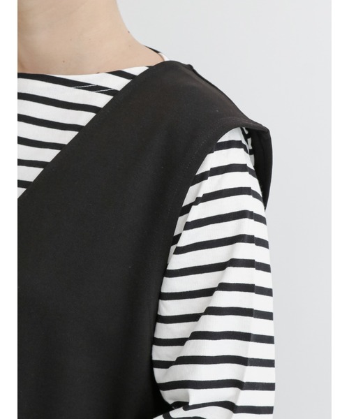 Lugnoncure（ルノンキュール）の「カットジャカードVネックベスト（ニット/セーター・レディース・ベージュ/ブラック/ブラウン・ﾌﾘ-）」の5枚目の写真