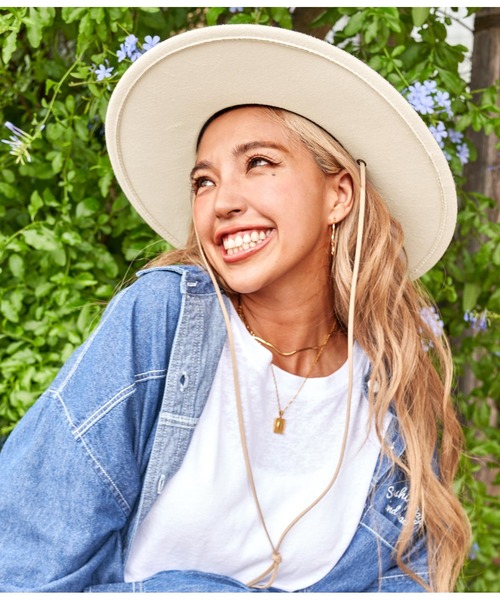 anap mimpi（アナップミンピ）の「ツバヒロ中折紐付ハット（ハット・レディース・ブラウン/アイボリー/ダークブラウン・FREE）」の2枚目の写真