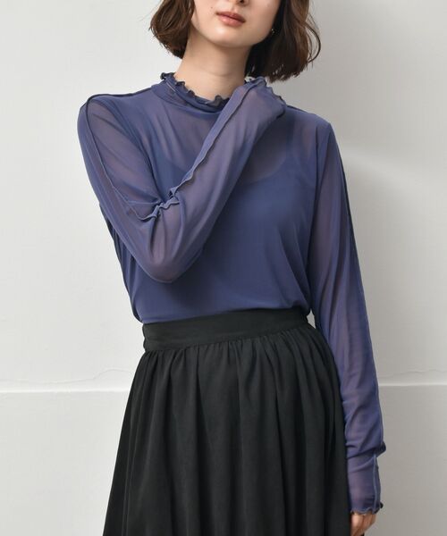 RETRO GIRL(レトロガール)の「シアーレイヤードHNカットソー(Tシャツ/カットソー・レディース・オフホワイト/イエロー/ブルー/ブラック/ブラック系その他・FREE)」の4枚目の写真