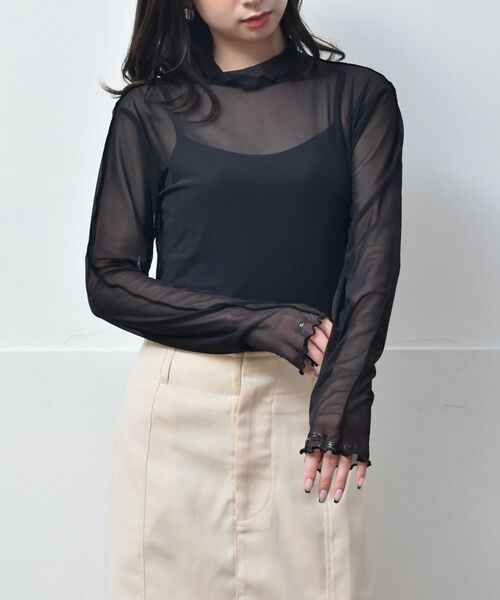 RETRO GIRL(レトロガール)の「シアーレイヤードHNカットソー(Tシャツ/カットソー・レディース・オフホワイト/イエロー/ブルー/ブラック/ブラック系その他・FREE)」の1枚目の写真