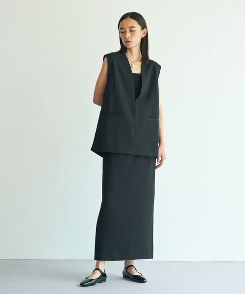 A part by（アパートバイ）の「【セレモニー】ベスト／タイトスカートセットアップ　163872（ドレス・レディース・ブラック/アイボリー・LARGE/MEDIUM）」の2枚目の写真