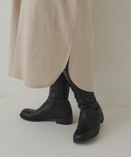 Libra Cue（リブラ キュー）の「ヘリンボーンツイルロングシャツワンピース（シャツワンピース・レディース・チャコールグレー/ブラック/カーキ/ベージュ/キャメル・FREE）」の21枚目の写真