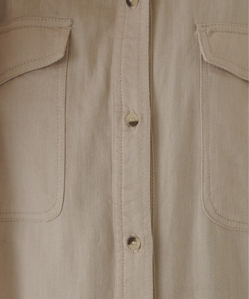 Libra Cue（リブラ キュー）の「ヘリンボーンツイルロングシャツワンピース（シャツワンピース・レディース・チャコールグレー/ブラック/カーキ/ベージュ/キャメル・FREE）」の12枚目の写真