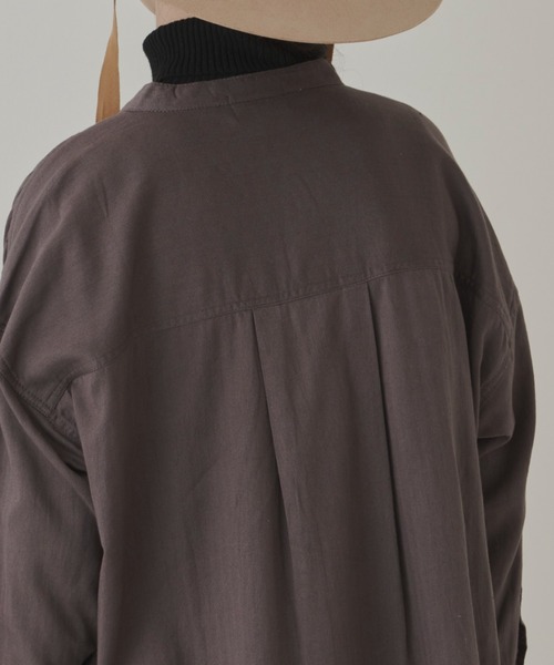 Libra Cue（リブラ キュー）の「ヘリンボーンツイルロングシャツワンピース（シャツワンピース・レディース・チャコールグレー/ブラック/カーキ/ベージュ/キャメル・FREE）」の17枚目の写真