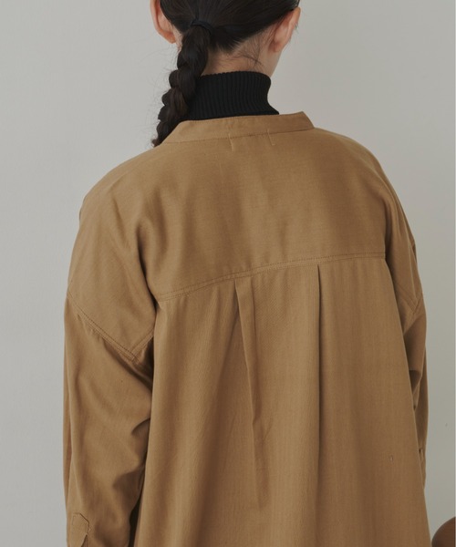 Libra Cue（リブラ キュー）の「ヘリンボーンツイルロングシャツワンピース（シャツワンピース・レディース・チャコールグレー/ブラック/カーキ/ベージュ/キャメル・FREE）」の13枚目の写真