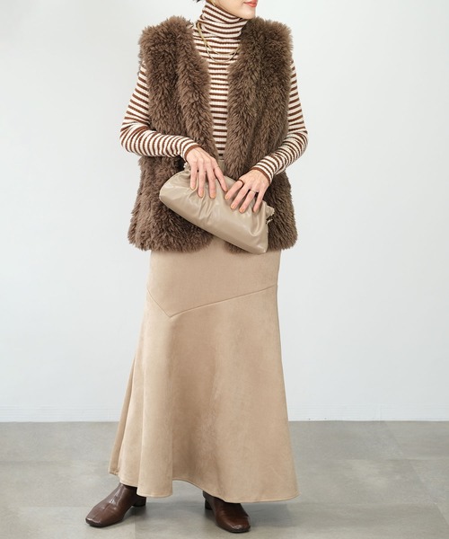 ＡＮＤＪ（アンドジェイ）の「【2022/AW】エコファーベスト（ベスト・レディース・ライトベージュ/オフホワイト/ブラウン・M）」の5枚目の写真