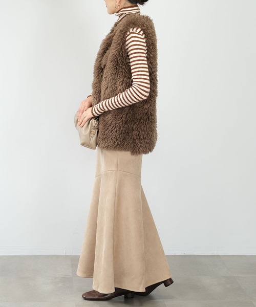 ＡＮＤＪ（アンドジェイ）の「【2022/AW】エコファーベスト（ベスト・レディース・ライトベージュ/オフホワイト/ブラウン・M）」の9枚目の写真