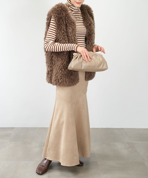 ＡＮＤＪ（アンドジェイ）の「【2022/AW】エコファーベスト（ベスト・レディース・ライトベージュ/オフホワイト/ブラウン・M）」の12枚目の写真