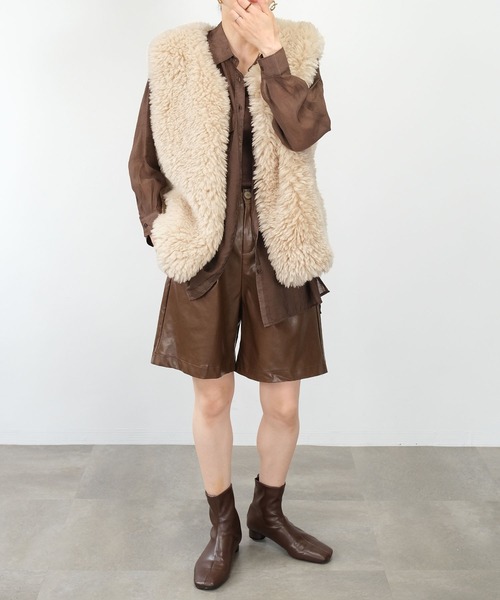 ＡＮＤＪ（アンドジェイ）の「【2022/AW】エコファーベスト（ベスト・レディース・ライトベージュ/オフホワイト/ブラウン・M）」の13枚目の写真