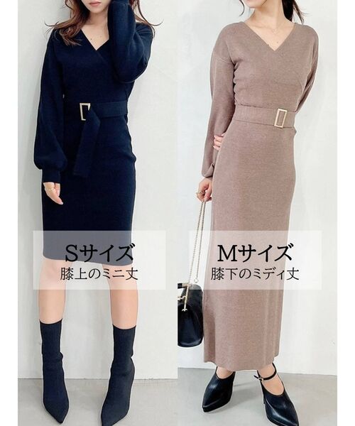 RESEXXY（リゼクシー）の「カシュクールニットワンピース（ワンピース・レディース・ブラック/ブルー/アイボリー/モカ・SMALL/MEDIUM）」の6枚目の写真