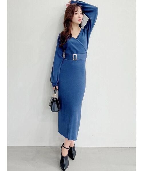 RESEXXY（リゼクシー）の「カシュクールニットワンピース（ワンピース・レディース・ブラック/ブルー/アイボリー/モカ・SMALL/MEDIUM）」の11枚目の写真