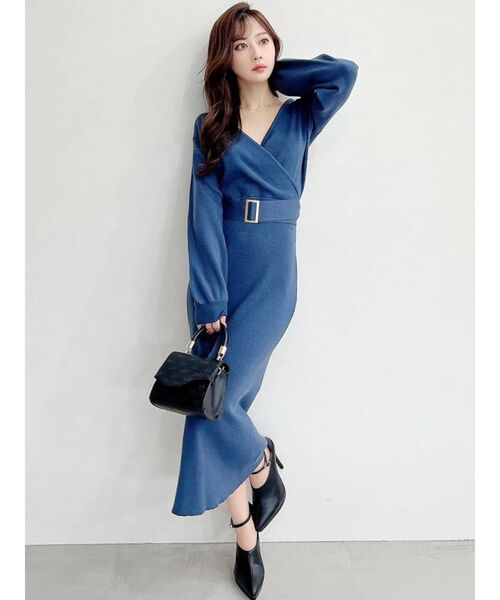 RESEXXY（リゼクシー）の「カシュクールニットワンピース（ワンピース・レディース・ブラック/ブルー/アイボリー/モカ・SMALL/MEDIUM）」の13枚目の写真