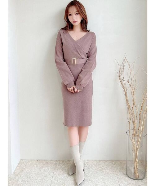 RESEXXY（リゼクシー）の「カシュクールニットワンピース（ワンピース・レディース・ブラック/ブルー/アイボリー/モカ・SMALL/MEDIUM）」の15枚目の写真