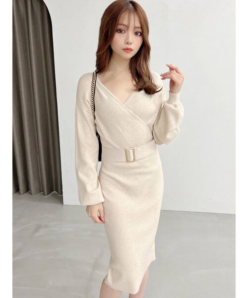 RESEXXY（リゼクシー）の「カシュクールニットワンピース（ワンピース・レディース・ブラック/ブルー/アイボリー/モカ・SMALL/MEDIUM）」の16枚目の写真