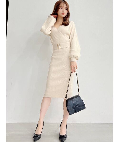 RESEXXY（リゼクシー）の「カシュクールニットワンピース（ワンピース・レディース・ブラック/ブルー/アイボリー/モカ・SMALL/MEDIUM）」の17枚目の写真