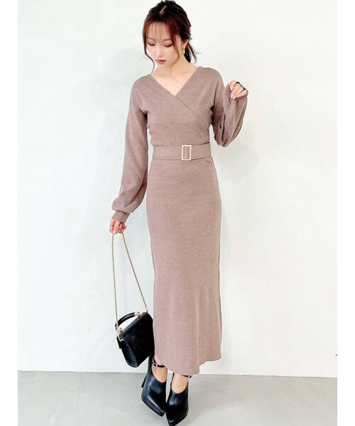 RESEXXY（リゼクシー）の「カシュクールニットワンピース（ワンピース・レディース・ブラック/ブルー/アイボリー/モカ・SMALL/MEDIUM）」の18枚目の写真