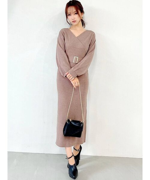 RESEXXY（リゼクシー）の「カシュクールニットワンピース（ワンピース・レディース・ブラック/ブルー/アイボリー/モカ・SMALL/MEDIUM）」の19枚目の写真