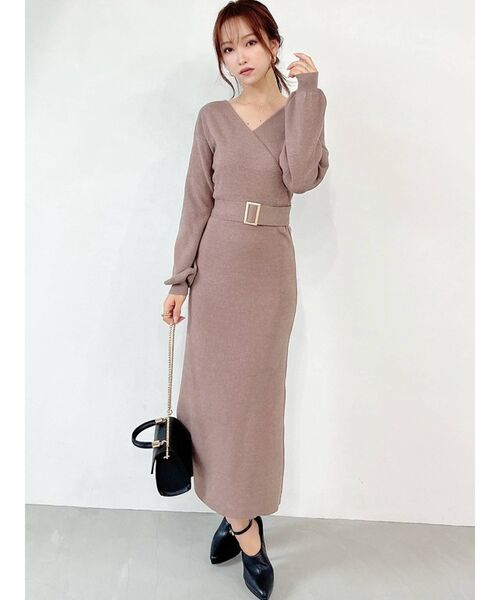 RESEXXY（リゼクシー）の「カシュクールニットワンピース（ワンピース・レディース・ブラック/ブルー/アイボリー/モカ・SMALL/MEDIUM）」の20枚目の写真