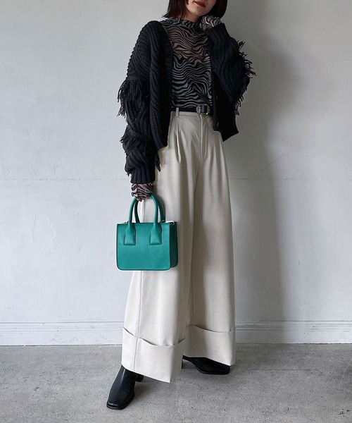 PAGEBOY（ページボーイ）の「コンビスクエアバッグ（ショルダーバッグ・レディース・ブラック/オフホワイト/グリーン・FREE）」の6枚目の写真