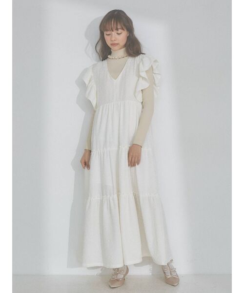 merry jenny(メリージェニー)の「レースアップティアードワンピース(ワンピース・レディース・アイボリー/ブラック/グリーン・FREE)」の5枚目の写真