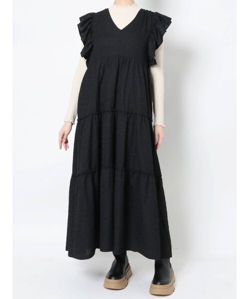 merry jenny(メリージェニー)の「レースアップティアードワンピース(ワンピース・レディース・アイボリー/ブラック/グリーン・FREE)」の7枚目の写真