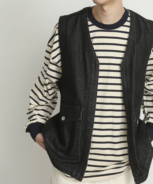 SENSE OF PLACE by URBAN RESEARCH(センスオブプレイスバイアーバンリサーチ)の「Vネックデニムベスト(ベスト・メンズ・インディゴブルー/ライトインディゴブルー/ブラック・MEDIUM/LARGE)」の10枚目の写真