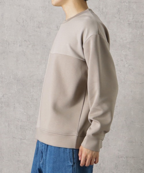 URBAN COLLECTION(アーバンコレクション)の「ポンチ素材 異素材ブロッキングトレーナー(スウェット・メンズ・ネイビー/ライトグレー/グレイッシュベージュ・M/L/XL)」の19枚目の写真