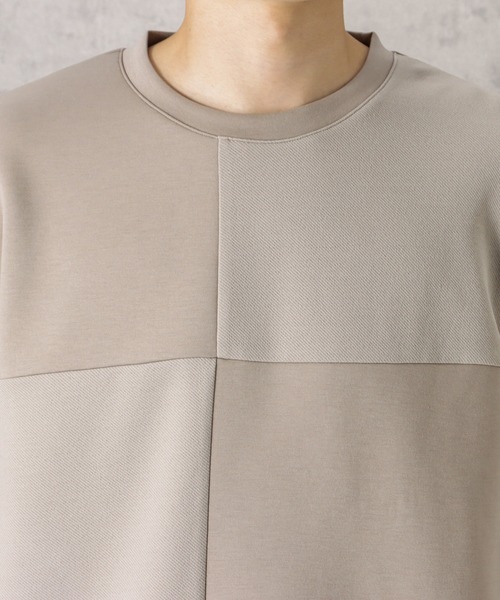 URBAN COLLECTION(アーバンコレクション)の「ポンチ素材 異素材ブロッキングトレーナー(スウェット・メンズ・ネイビー/ライトグレー/グレイッシュベージュ・M/L/XL)」の20枚目の写真