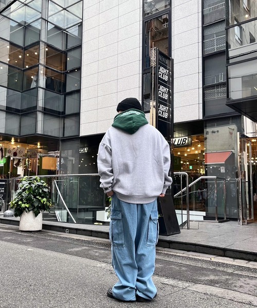 #MEMORY（メモリー）の「MEMORY バイカラー スウェットパーカー / オーバーサイズ パーカー メンズ レディース（パーカー・レディース・ブラック/グリーン/ネイビー・FREE）」の12枚目の写真