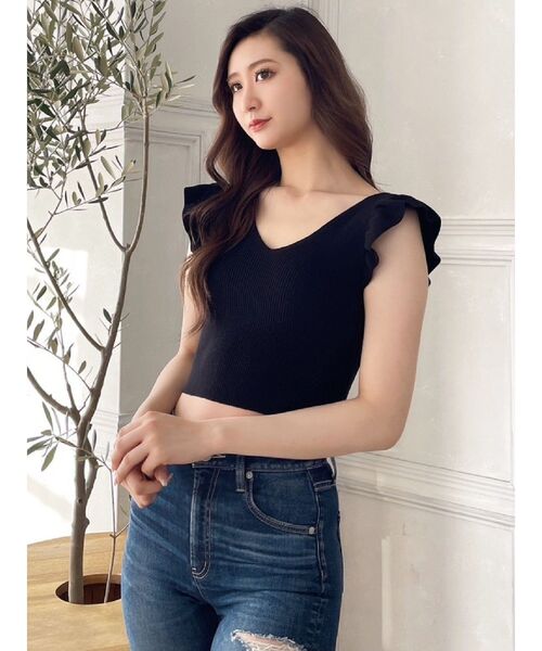 GYDA（ジェイダ）の「2WAYフリルリブニットTOPS（ニット/セーター・レディース・ブラック/グリーン・FREE）」の13枚目の写真