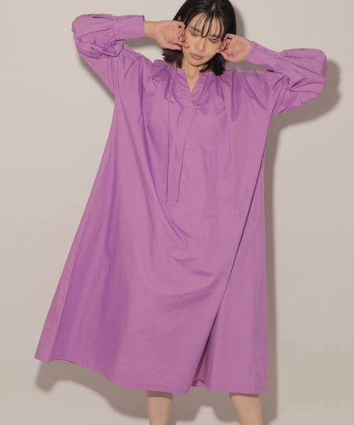 BARNYARDSTORM（バンヤードストーム）の「BARNYARDSTORM / カフタンシャツワンピース（ワンピース・レディース・パープル/ホワイト・FREE）」の7枚目の写真