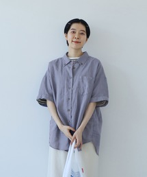 PAR ICI | 60リネン製品染め 半袖BIGシャツ(シャツ/ブラウス)