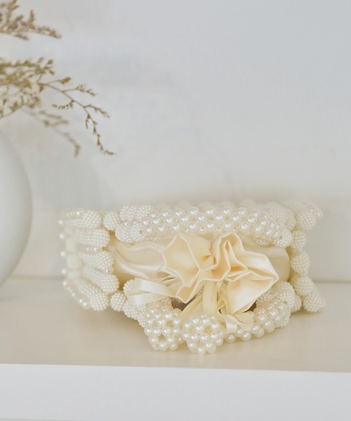 paravion（パラビオン）の「ポーチ付フェイクパールバッグ（ハンドバッグ・レディース・ホワイト・FREE）」の5枚目の写真