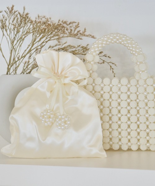 paravion（パラビオン）の「ポーチ付フェイクパールバッグ（ハンドバッグ・レディース・ホワイト・FREE）」の4枚目の写真