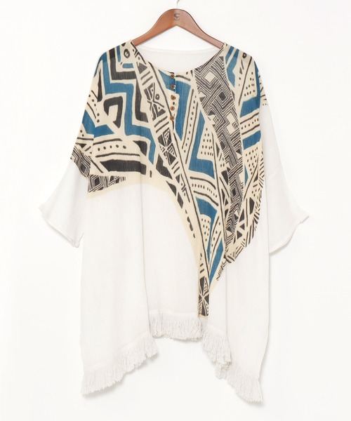 チャイハネ（チャイハネ）の「【チャイハネ】ラウルフリンジMEN'Sトップス（その他トップス・メンズ・ブラック/イエロー/ホワイト・FREE）」の2枚目の写真