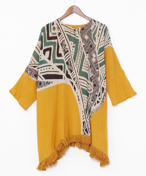 チャイハネ（チャイハネ）の「【チャイハネ】ラウルフリンジMEN'Sトップス（その他トップス・メンズ・ブラック/イエロー/ホワイト・FREE）」の3枚目の写真