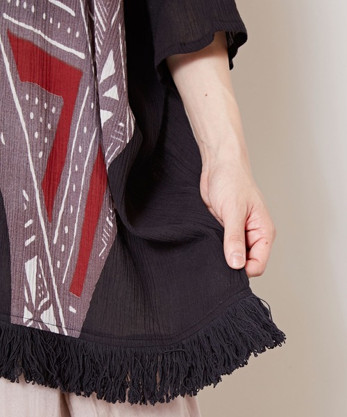 チャイハネ（チャイハネ）の「【チャイハネ】ラウルフリンジMEN'Sトップス（その他トップス・メンズ・ブラック/イエロー/ホワイト・FREE）」の5枚目の写真