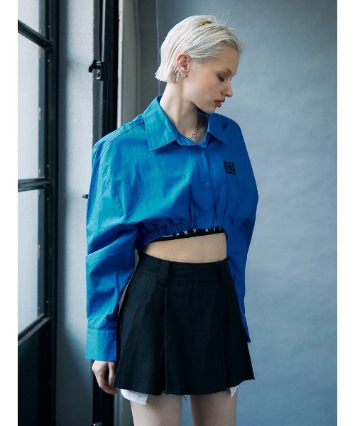 ENVYM(アンビー)の「EロゴギャザーショートSH(シャツ/ブラウス・レディース・チェック/ホワイト/ブルー・FREE)」の11枚目の写真